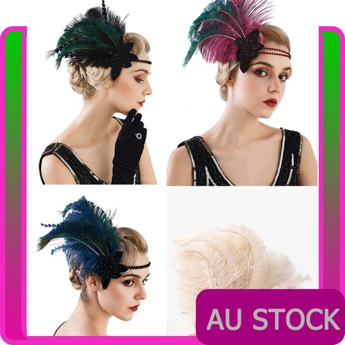1920s headband feather bridal - 1920s,