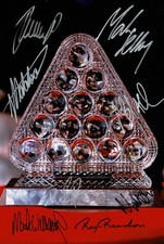 Snooker Masters 'Paul Hunter Trophy' 12x8 Photo Signed by 8 Winners inc Ding COA