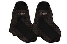 2x Black Eco Leather Seat Covers for Scania R P G Truck 05 - 16 Integrated seats