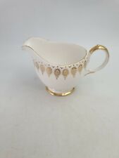 VINTAGE SHABBY CHIC QUEEN ANNE BONE CHINA MILK JUG CREAMER GOLD SCROLLS