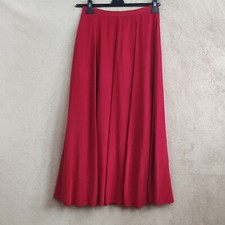 Laura Ashley Vintage Womens Maxi Skirt Red Silk Side Zip & Button Light Pleating