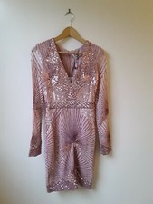 STEPHANIE PRATT Ladies Dusky Pink Sequin Cocktail Dress Size: UK 8 (NEW)