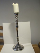 PILLAR CANDLE HOLDER CANDLESTICK FLOOR STANDING 23ins SILVER TONE COUNTRY HOUSE