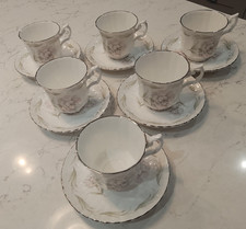 6 x Royal Sutherland H M Rare Fluted Cups & Saucers Vintage Very good Cond