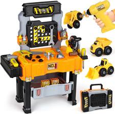 Kids Tool Bench, Kids Tool Set with Realistic Electric Drill & Take Apart Constr