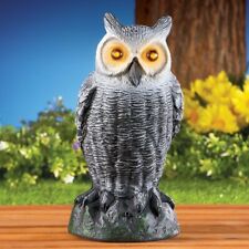 Motion Sensor Hooting Owl With Lighted Eyes Garden Statue Helps Keep Rodents Out