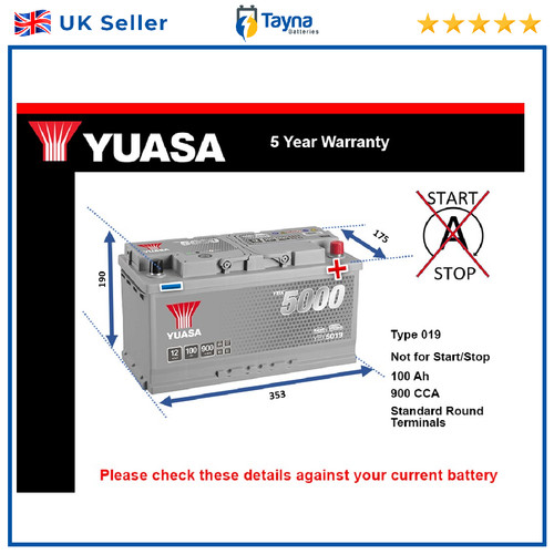 Car battery ybx5019 yuasa 019 - ybx5019,