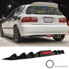 For Honda Civic EG EK Gloss Rear Bumper Diffuser Splitter Shark Fin w/LED Light