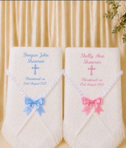 Personalised baby white shawl - baby,