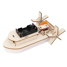 Kids DIY Electric Wooden Boat Model Classroom Science Kit, 6+, 2xAA Battery