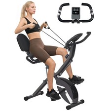 SPORTNOW Folding Exercise Bike with Arm Bands and Hand Pulse Sensor, Black