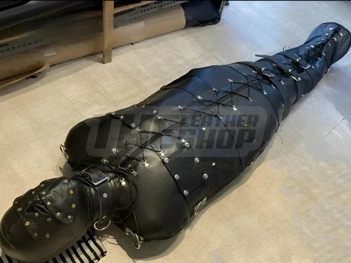 Leather sleepsack bondage - bondage, body