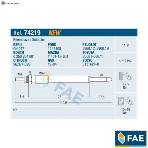 Glow plug 74219 for - glow,