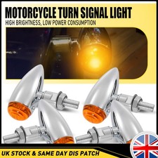 4x LED Turn Signal Light Chrome Motorcycle Bullet Amber Brake Blinker For Honda