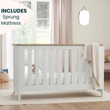Tutti Bambini Verona Cot Bed with Sprung Mattress, White & Oak