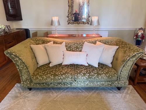 Green floral velvet - floral,