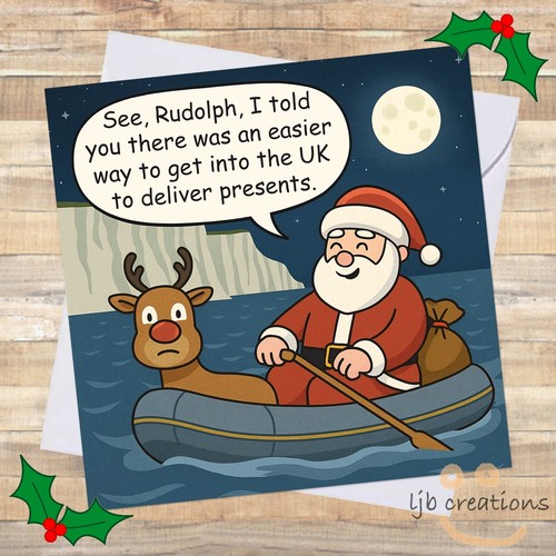 Funny christmas card dinghy - funny,