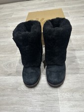 UGG AUSTRALIA MAYLIN BLACK SUEDE & SHEEPSKIN BOOTS UK 4.5/EUR 37/USA 6 