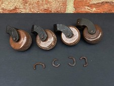 Set of 4 Original Antique Victorian Brass & Iron Bed / Bedstead Castors