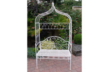Vintage Arbour Arch Garden Bench Metal Outdoor Seat Furniture Cream or Black