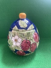 Villa Fiori Jam Pot With Lid, Strawberry Design, Approx 9cm High