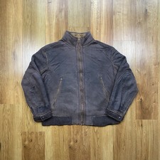 Hugo Boss Jacket Suede Leather Vintage Sherpa Lined Boss Orange Bomber Zip Up XL