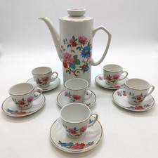 Vintage Alfred Meakin 13 pce Coffee Set - Coffee Pot, 6 Cups & Saucers Ironstone