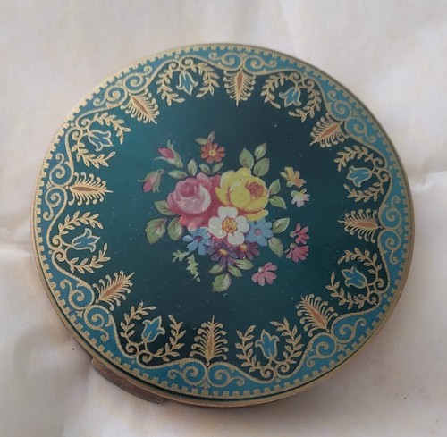 Vintage floral enamel powder - vintage,