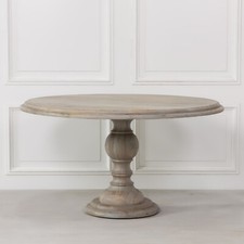 French 147cm Wooden Rustic Reclaimed Hand Carved Pedestal Round Dining Table