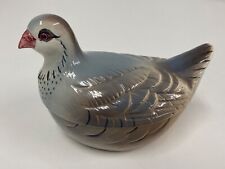 VINTAGE PATE DISH MICHEL CAUGANT PIGEON/DOVE LIDDED  HAND PAINTED FAIENCE