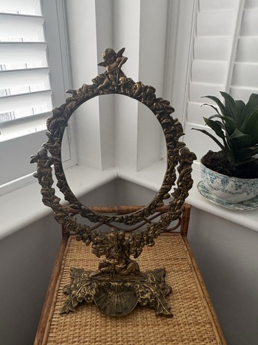 Brass cherub ornate standing - brass,