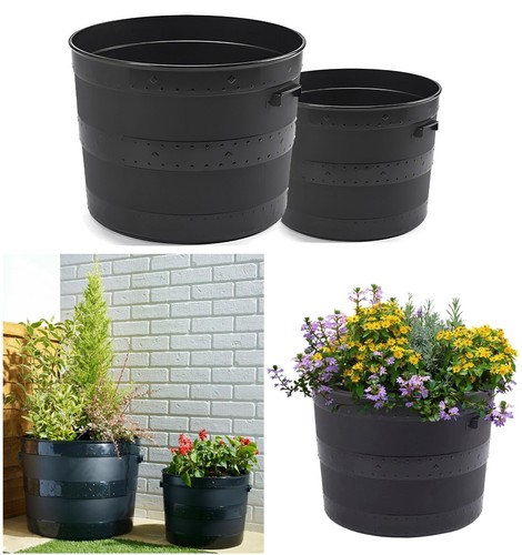 Black plastic planter - black,