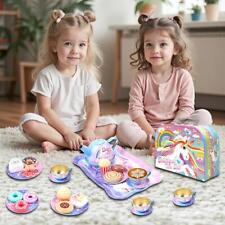Pretend Play Food Tea Set Unicorn Fun Toy Set Cake Carry Bag Indoor Kids Game