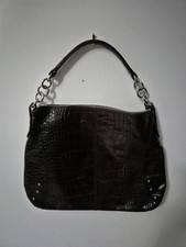 Furla Brown moc Croc Embossed Genuine Leather Bag S Shoulder Bag Italy