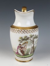 c. 1840s KPM Berlin Pitcher or Large Creamer Antique German Porcelain Jug Gold