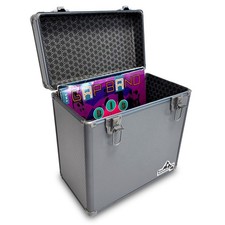 Gorilla LP 50 12" Vinyl Record Storage Box Case (Grey) with FREE Cleaning Cloth