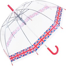 Ladies Birdcage Clear Dome Umbrella Auto Open Walking Length Transparent Brolly