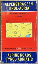 ALPINE ROADS~Vintage Kummerly & Frey Road Map 1970 EUROPE~1:500 000~Big=129x74cm
