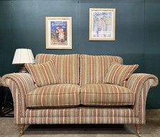 Parker Knoll Burghley 2 Seater Sofa In Baslow Stripe Gold Fabric
