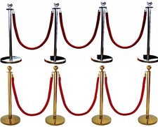 SILVER OR GOLD QUEUE BARRIER CONCRETE POSTS ROPE CROWD CONTROL STANCHION