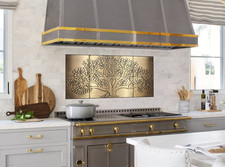 Tree of life - 8 Handmade Brass Tiles. Material  100% Brass, Covered with Patina