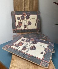 Set of 6 Pimpernel Dinner Place Mats Debbie Halliday Art Deco Mackintosh Rose