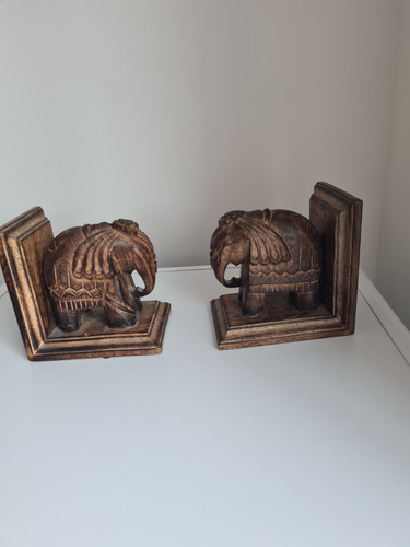 Pair carved wooden - of,