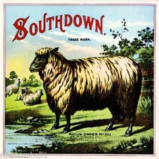 Petersburg, Virginia Southdown Sheep Lamb Tobacco Crate Box Label Poster Print