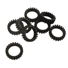 8 NEW LEGO Tire 23mm D. x 7mm Offset Tread - Band Around Center of Tread Black