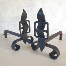 French Mid Century Andirons With Buckle 1950's