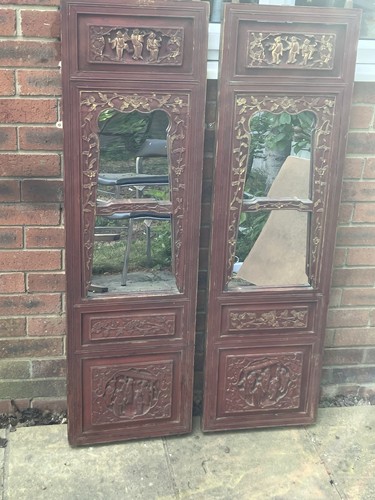 Pair red and gold carved - and,