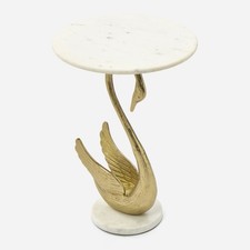 Accent Marble And Brass Swan
