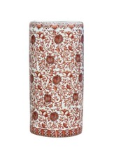 Beautiful Orange/Coral and White Porcelain Umbrella Stand 18" Twisted Lotus