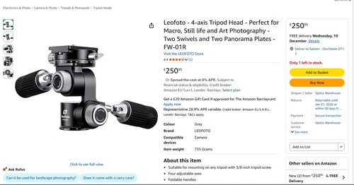 Leofoto 01r way tripod - leofoto, fw-01r
